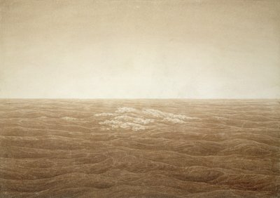 Mar ao nascer do sol, 1828 (tinta sépia sobre lápis sobre papel) de Caspar David Friedrich